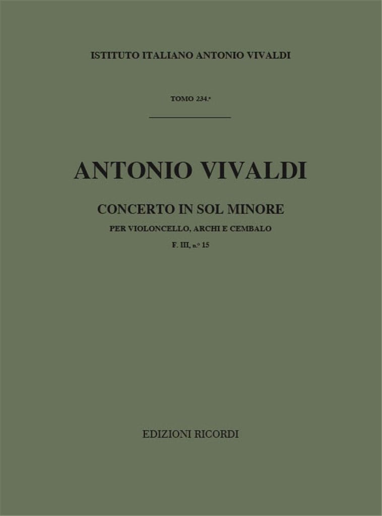 Concerti Per Vc., Archi E B.C.: In Sol Min. Rv 417
